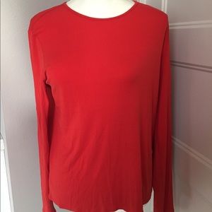 Eileen Fisher silk top, red coral, M, EUC